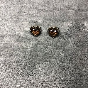 Betsey Johnson Leopard Heart Stud Earrings
